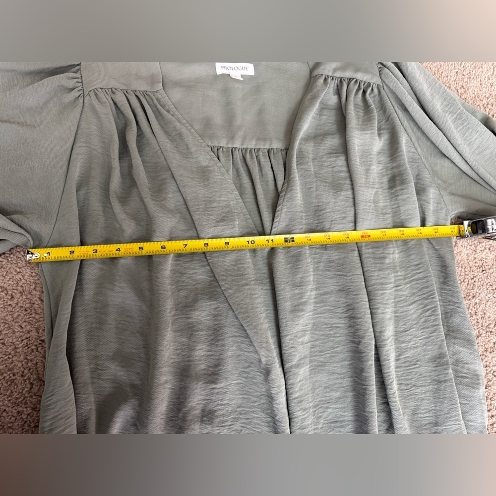 Prologue Sage Green V-Neck Long Sleeve Dress | Size L - Picture 6 of 9